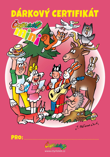 Obrázek z Dárkový certifikát zdarma ke stažení -  ČTYŘLÍSTEK MINI - LESNÍ ZVÍŘÁTKA 