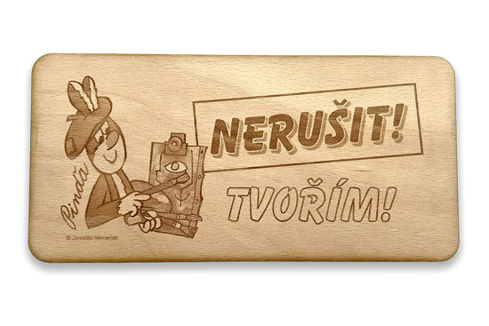 Obrázek z Dřevěná tabulka Pinďa NERUŠIT 